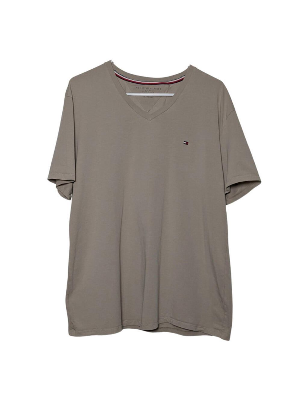 Tommy Hilfiger Men's Slim Fit V-Neck T-Shirt, Beige, Size XL, Cotton Elastane